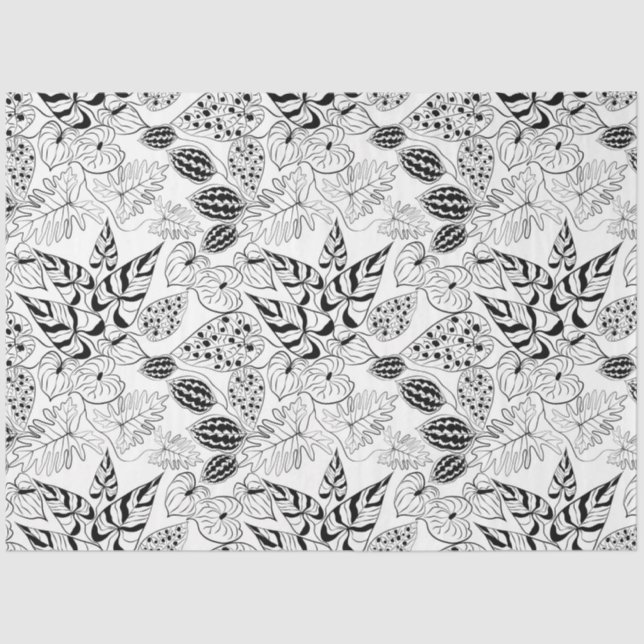 Papel De Seda Fantasía de hadas esbozada deja flores plantas mys (Anverso)