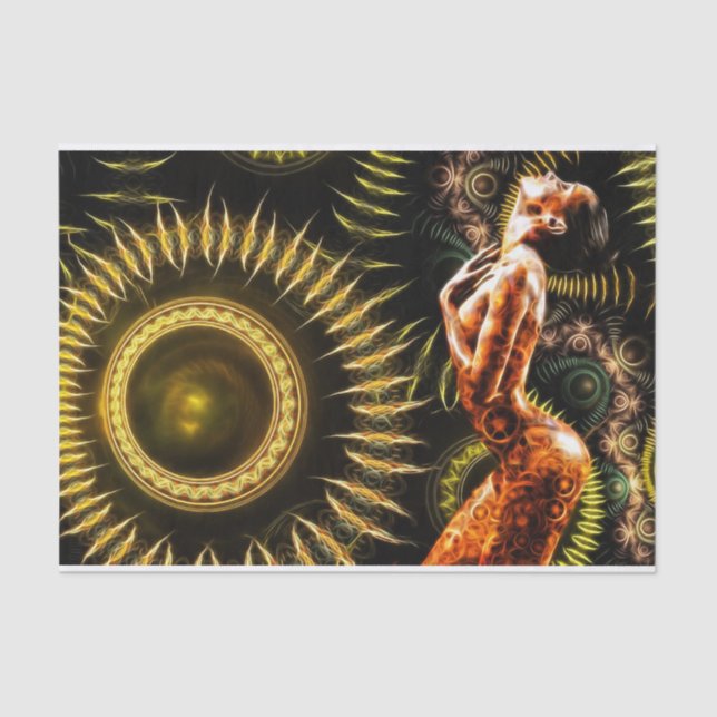 Papel De Seda Fantasía de Steampunk Fractal Mujer Hermosa (Anverso)