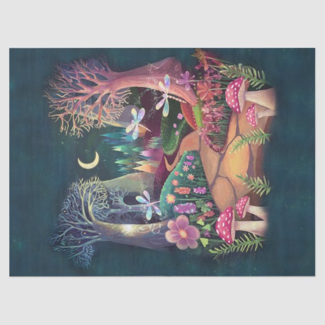 Papel De Seda Fantasía de Woodland, la tierra de la naturaleza m (Anverso)