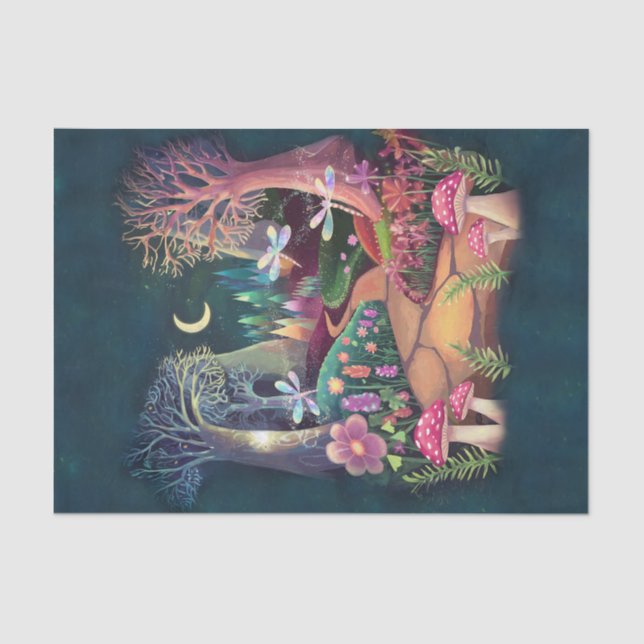 Papel De Seda Fantasía de Woodland, la tierra de la naturaleza m (Anverso)