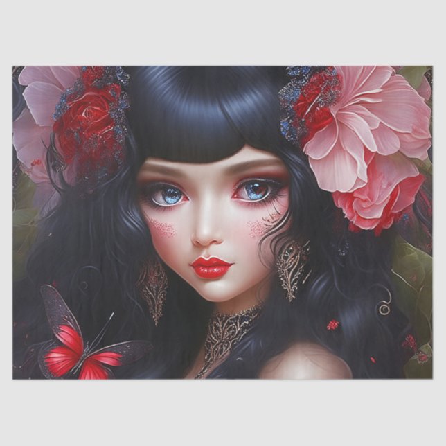 Papel De Seda Fantasía dulce flor Hada Princesa Desnuda (Anverso)