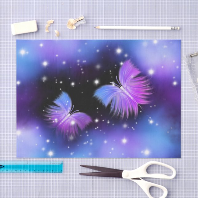 Papel De Seda Fantasía Espacial Mariposas Cosmógenas (Artesanía)