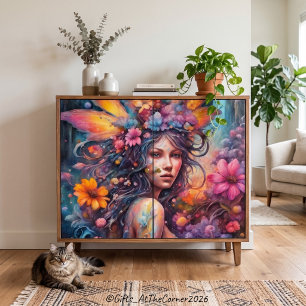 Papel De Seda Fantasía Flor Hada Decoupage Colorido Hermoso