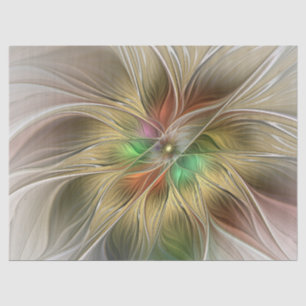Papel De Seda Fantasía floral con fractal abstracto moderno dora