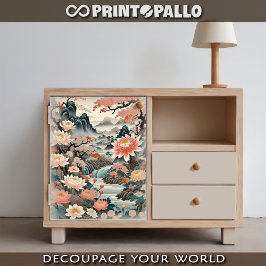 Papel De Seda Fantasía floral de pergamino japonés 
