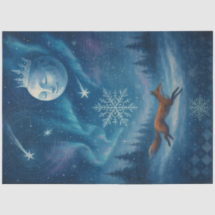 Papel De Seda Fantasía gótica de la Luna de Invierno y la Fox Ce