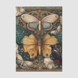 Papel De Seda Fantasía Gótica Mariposa Nocturna Jardín Collage D