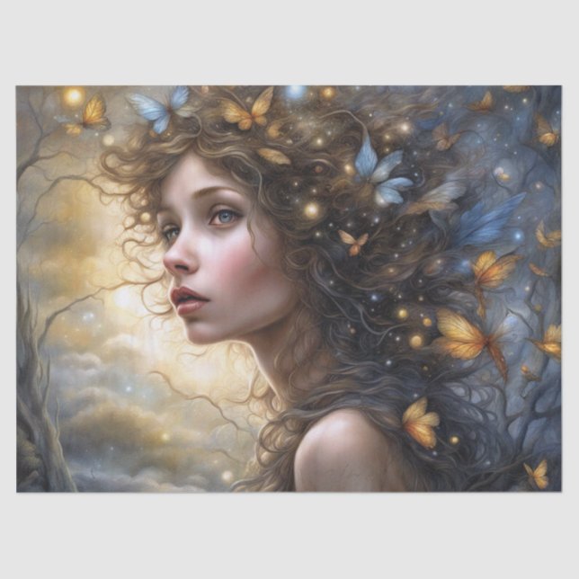 Papel De Seda Fantasía Hermosa Mariposa Fairy Decoupage (Anverso)