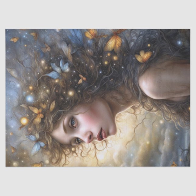 Papel De Seda Fantasía Hermosa Mariposa Fairy Decoupage (Anverso)