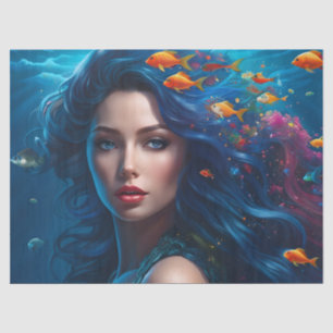 Papel De Seda Fantasía Hermosa Mermaid Azul