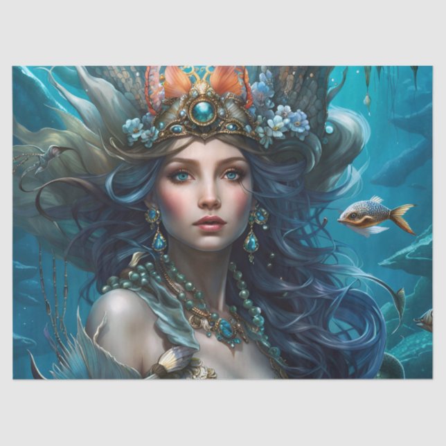 Papel De Seda Fantasía Hermosa Mermaid Princesa Decoupage (Anverso)