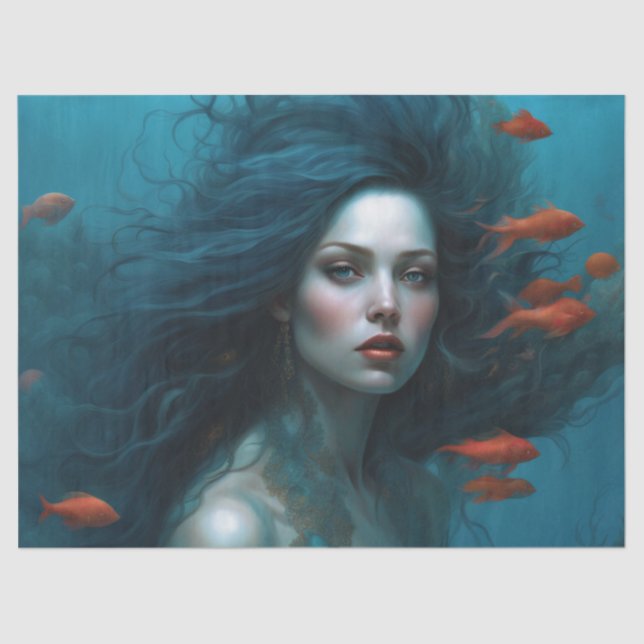 Papel De Seda Fantasía Hermosa Mermaid Princesa Decoupage (Anverso)