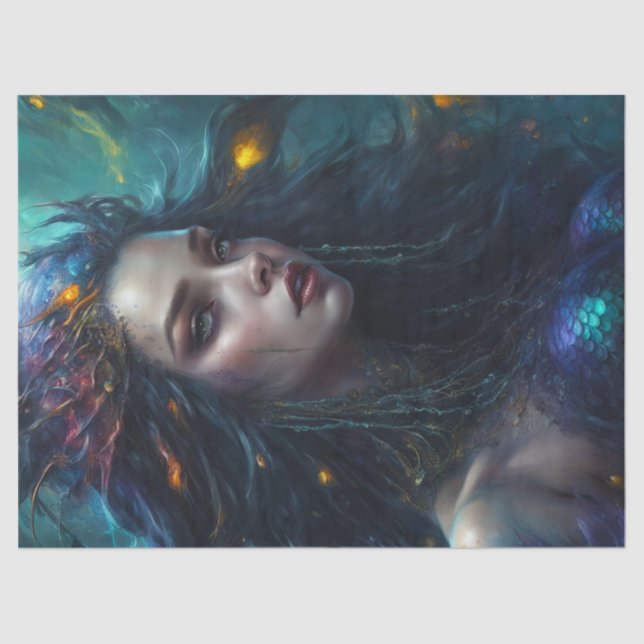 Papel De Seda Fantasía Hermosa Mermaid Princesa Decoupage (Anverso)