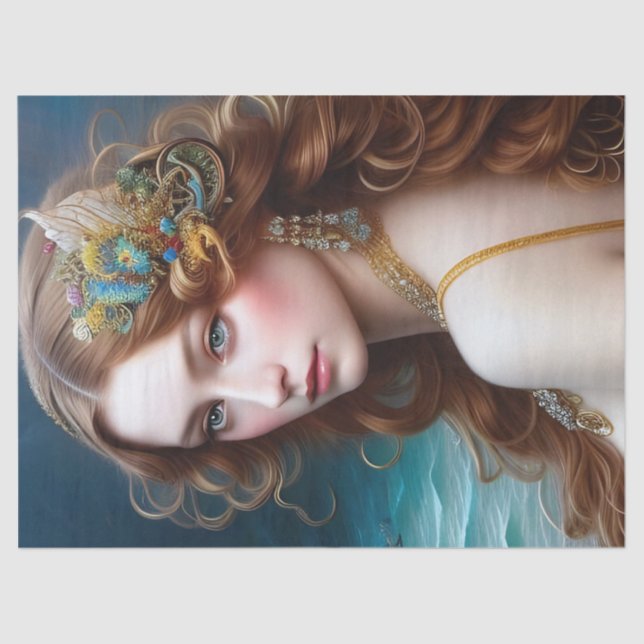 Papel De Seda Fantasía Hermosa Mermaid Princesa Decoupage (Anverso)