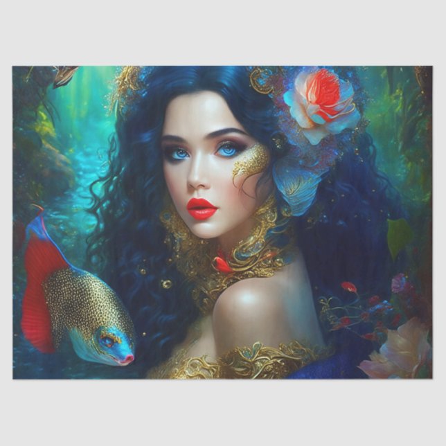 Papel De Seda Fantasía Hermosa Sirena 1 Desnudo (Anverso)