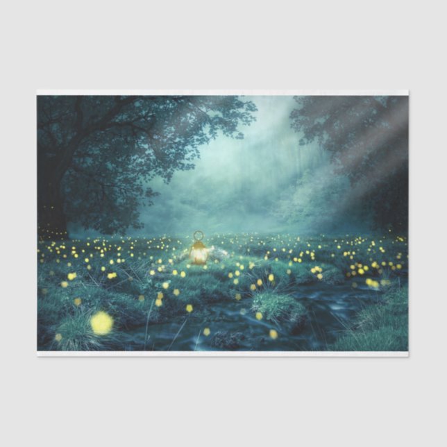 Papel De Seda Fantasía Lighting Bugs Forest Decoupage (Anverso)