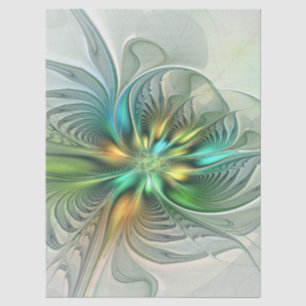 Papel De Seda Fantasía moderna abstracta y colorida Flor Fractal