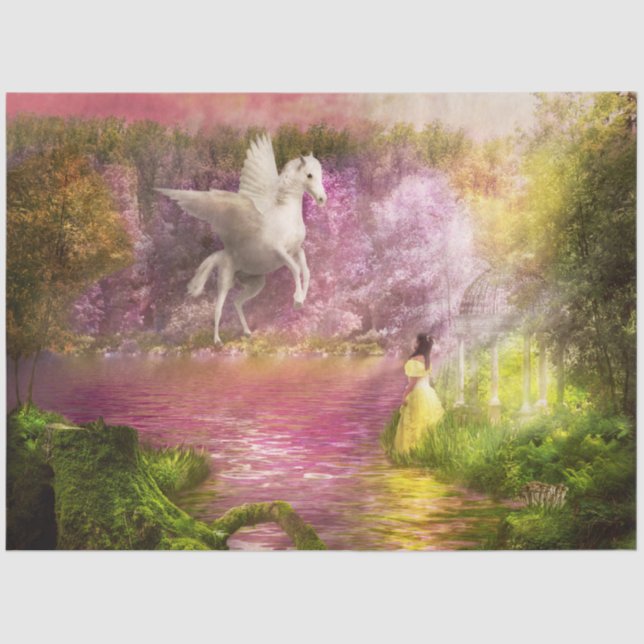 Papel De Seda Fantasía - Pegasus - El jardín encantado (Anverso)