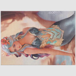 Papel De Seda Fantasía Plata Watercolor Mermaid