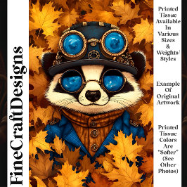 Papel De Seda Fantasía Steampunk Mapache Adorable Otoño T2 Decou