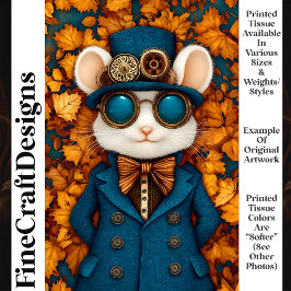 Papel De Seda Fantasia steampunk Ratón blanco lindo T3 Decoupage