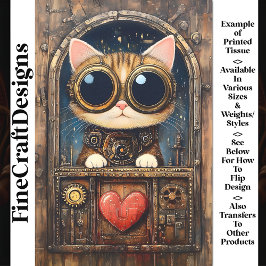 Papel De Seda Fantasía Steampunk Tabby Cat Kitten AR2 Decoupage