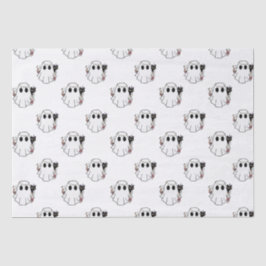 Papel De Seda Fantasma blanca y gatos negros Halloween blanco