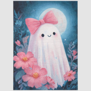 Papel De Seda Fantasma con Decoupage de Lazo Rosa
