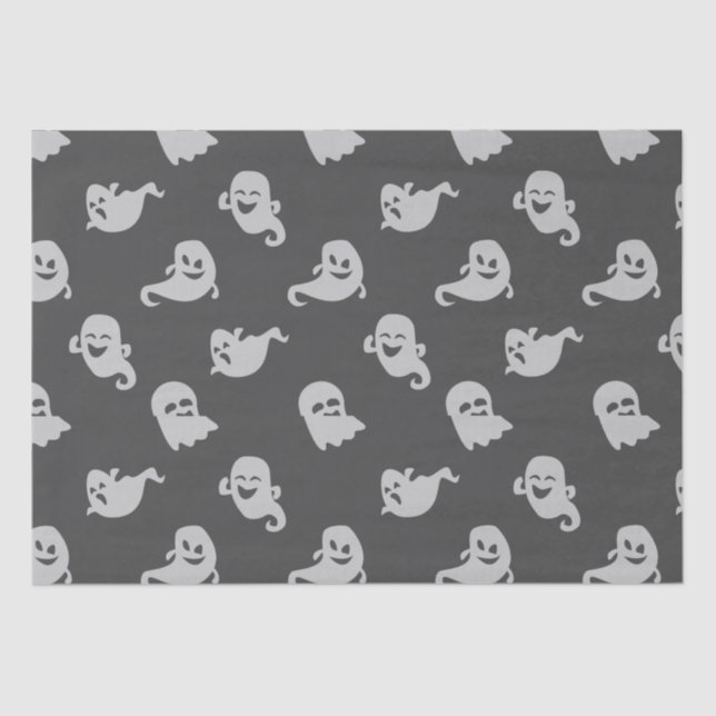 Papel De Seda Fantasma gris claro Halloween gris oscuro (Anverso)
