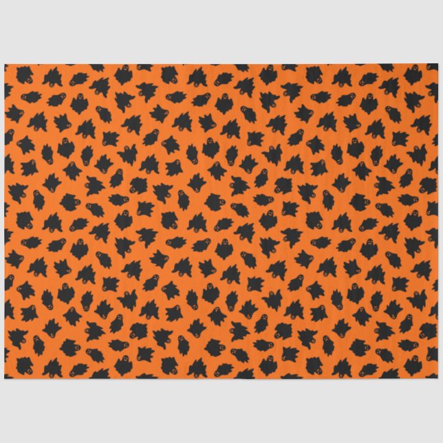 Papel De Seda Fantasma Naranja de Halloween de época moderna (Anverso)
