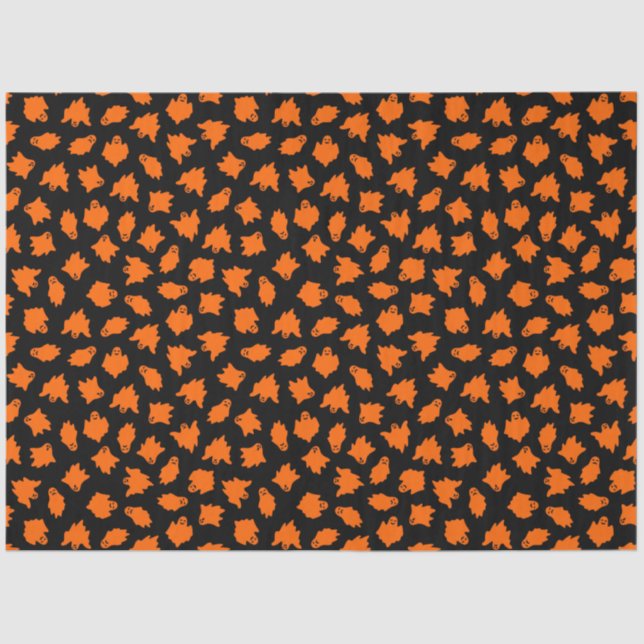 Papel De Seda Fantasma Naranja de Halloween de época moderna (Anverso)