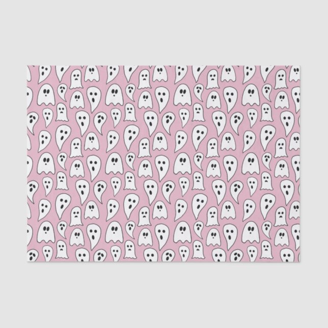 Papel De Seda Fantasma Rosa Halloween (Anverso)