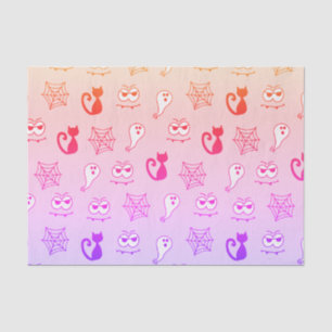 Papel De Seda Fantasma, telarañas y gatos negros rosa arcoiris