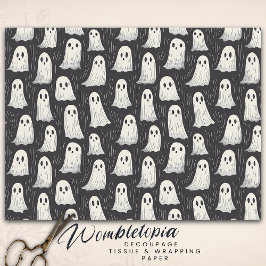 Papel De Seda Fantasmas de época espeluznantes, Halloween blanco