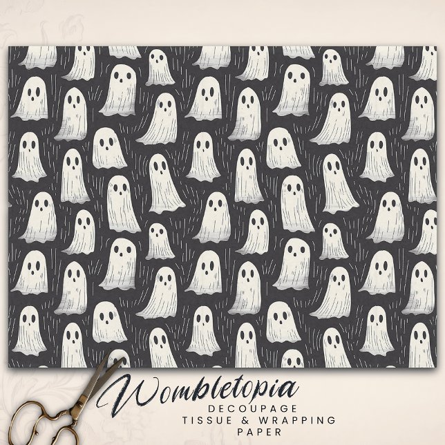 Papel De Seda Fantasmas de época espeluznantes, Halloween blanco (Subido por el creador)