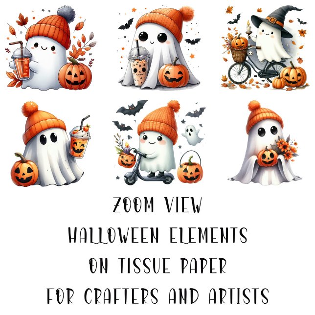 Papel De Seda Fantasmas de Halloween para arte y artesanía (Subido por el creador)