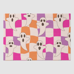 Papel De Seda Fantasmas espeluznantes de Halloween en patrón de