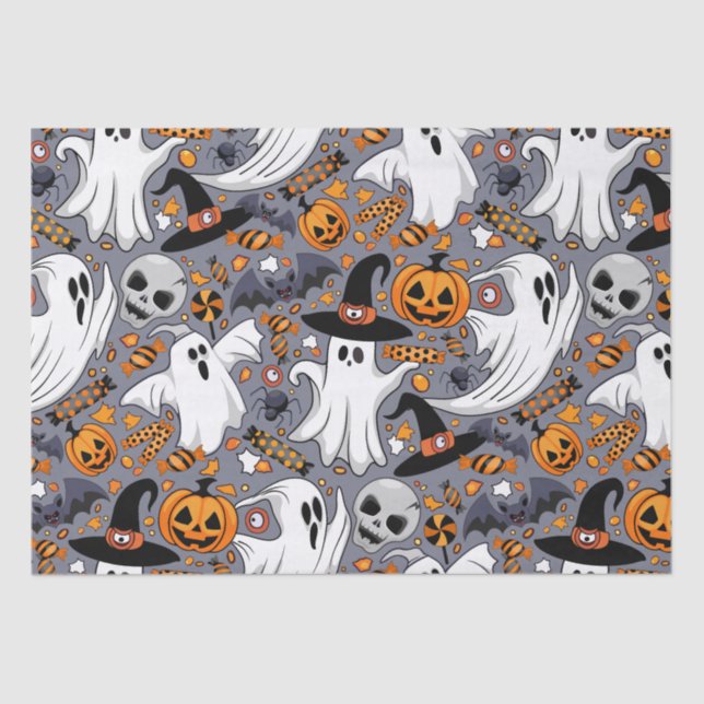 Papel De Seda Fantasmas fantasmagóricos y adorables monstruos ad (Anverso)