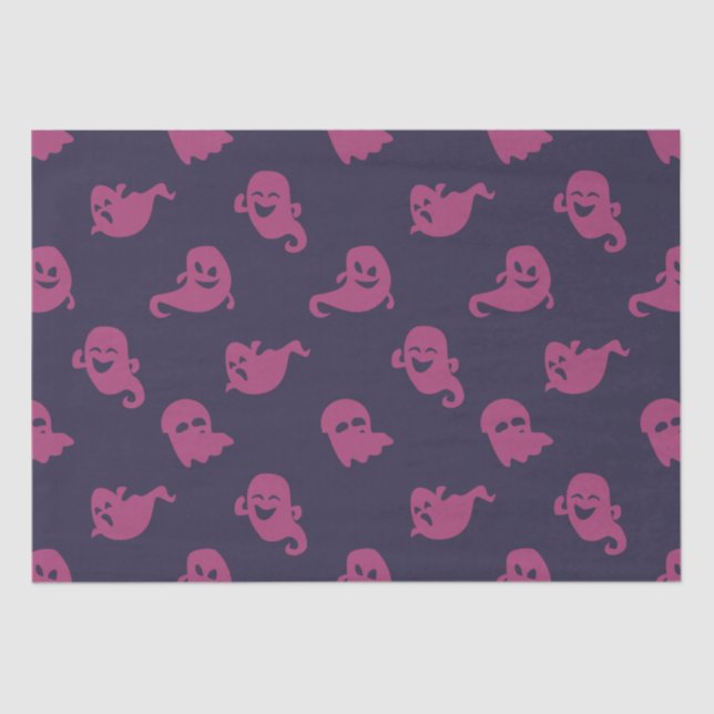 Papel De Seda Fantasmas rosas oscuros Halloween morado oscuro (Anverso)