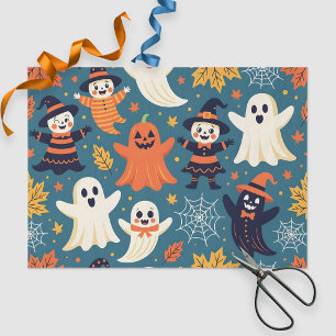 Papel De Seda Fantasmas y brujas amistosas de Halloween hojas de