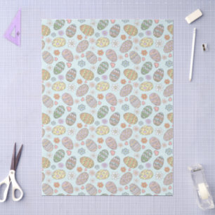 Papel De Seda Fantástico Patrón Floral de Huevos de Pascua en Pa