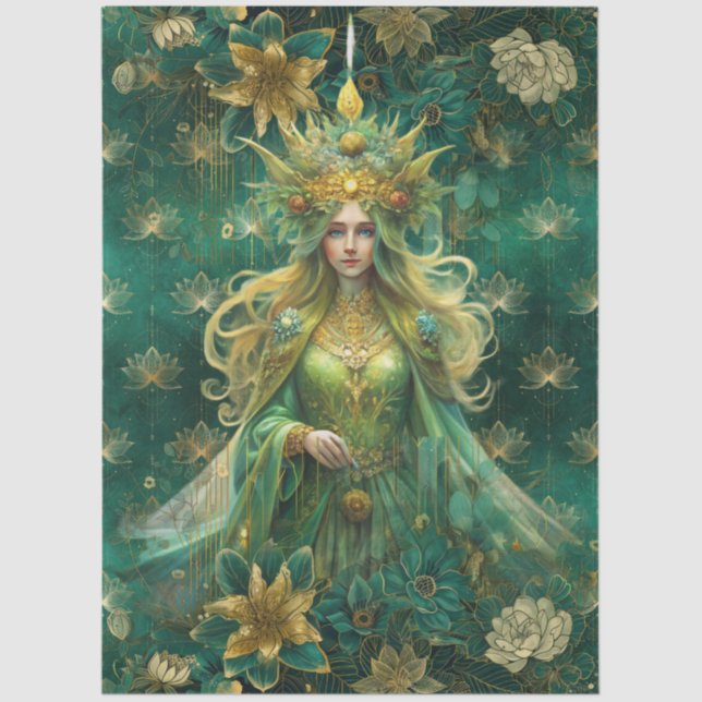 Papel De Seda Fantasy Emerald Forest Queen Decoupage (Anverso)