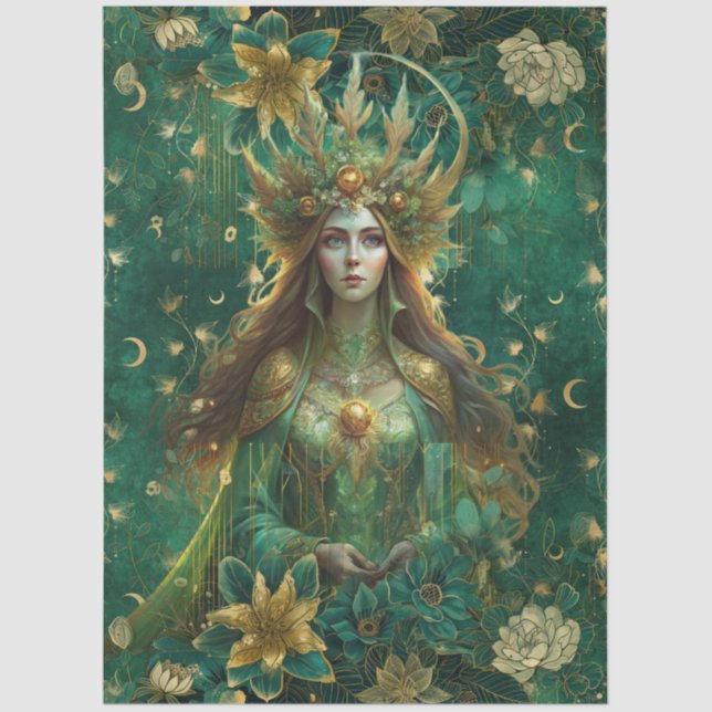 Papel De Seda Fantasy Emerald Forest Queen Decoupage (Anverso)