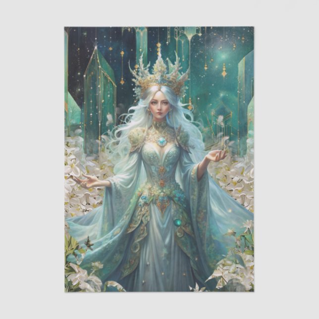 Papel De Seda Fantasy Emerald Queens of the Forest Decoupage (Anverso)
