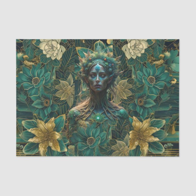 Papel De Seda Fantasy Emerald Queens of the Forest Decoupage (Anverso)