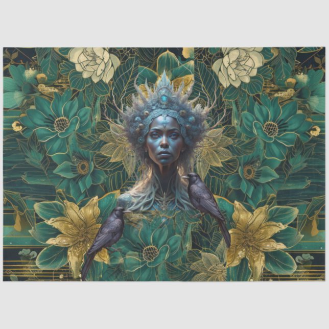 Papel De Seda Fantasy Emerald Queens of the Forest Decoupage (Anverso)