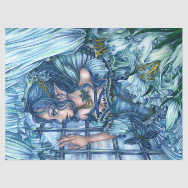 Papel De Seda Fantasy Fairy Anime Chica Victoria Blue (Anverso)