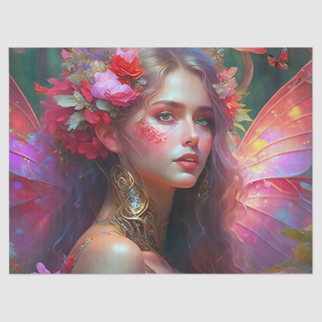 Papel De Seda Fantasy Flower Garden Fairy Decour (Anverso)