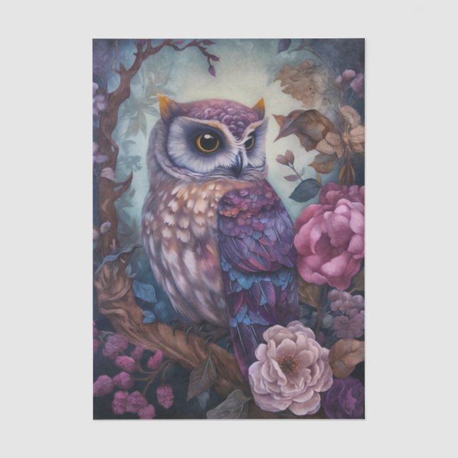Papel De Seda Fantasy Owl Floral (Anverso)