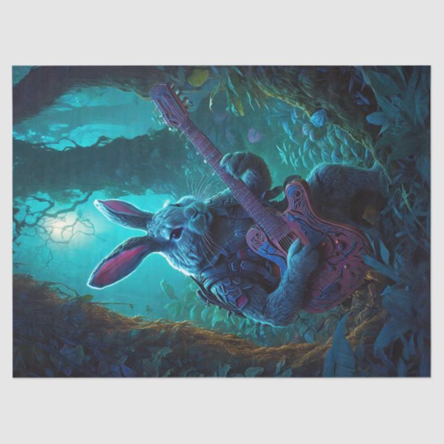 Papel De Seda Fantasy Rabbit tocando guitarra (Anverso)